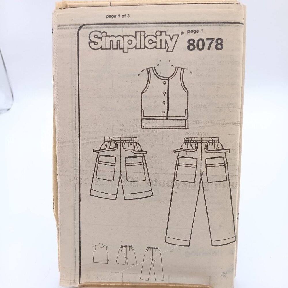UNCUT Vintage Sewing PATTERN Simplicity 8078, Misses 1980s Scoop Neck Top